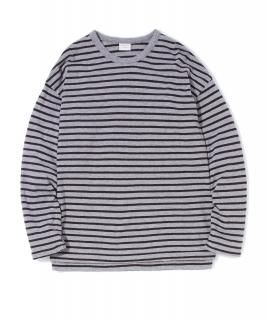 Easy Fit Border Slit L-S Tee /  GRAY x BLACK