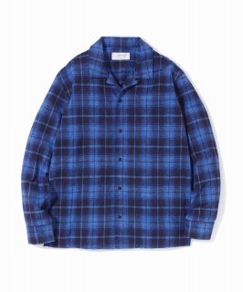 Open Collar Check Shirt / BLUE CHECK