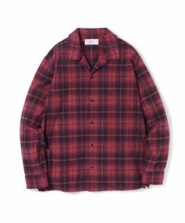 Open Collar Check Shirt /  RED CHECK
