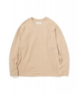 Wide Sleeve Cotton Knit Top / BEIGE