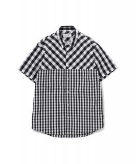 2 Tone Gingham Check S/S Shirt / BLACK