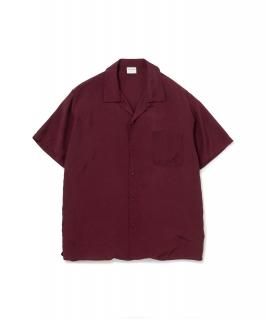Rayon Open Collar S/S Shirt / BURGUNDY