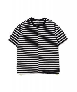 Easy Fit Basque Border Tee / BLACK x OFF-WHITE