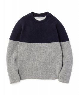 2 Tone Wool Knit Top / NAVY x HEATHER GRAY