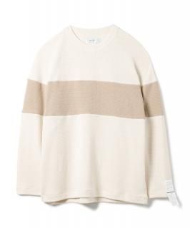 2-Tone Cotton Knit Top / IVORY