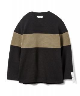 2-Tone Cotton Knit Top / BLACK