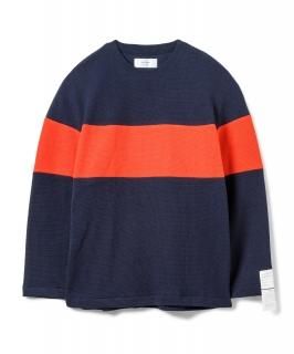 2-Tone Cotton Knit Top / NAVY