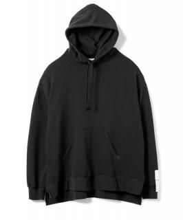 Side Slit Hooded Sweatshirt / BLACK