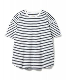 Cadet Easy Fit Round Border Tee /  WHITE x NAVY