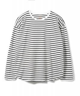 Cadet Easy Fit Round Border L-S Tee / WHITE x BLACK