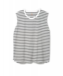 Cadet Sleeveless Border Tee / WHITE x BLACK