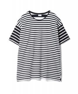 3-Pitch Damaged Border Tee / BLACK x WHITE