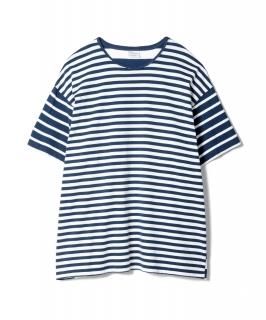 3-Pitch Damaged Border Tee / NAVY x WHITE