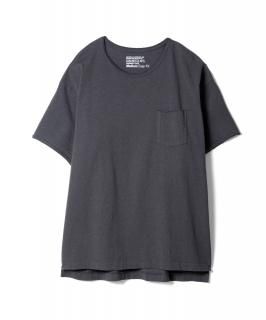 Side Slit Damaged Pocket Tee / CHARCOAL