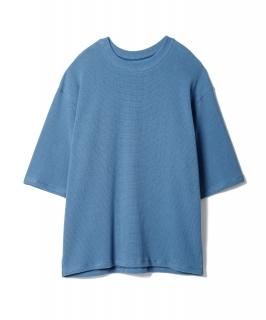Cotton Knit Halfsleeve Top / SMOKE BLUE