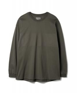 Fat Line Print Heavy L-S Tee / CHARCOAL