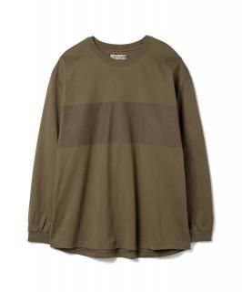 Fat Line Print Heavy L-S Tee / KHAKI