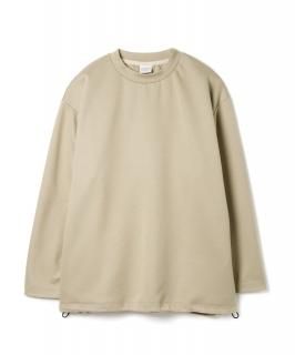Double Knit Drawstring Pocket L-S Tee / GRAY BEIGE