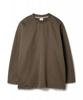 Double Knit Drawstring Pocket L-S Tee /  KHAKI