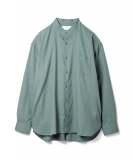 Band Collar Cotton Wool Shirt / SMOKE GREEN