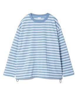 Border L-S Tee / OFF-WHITExLIGHT BLUE