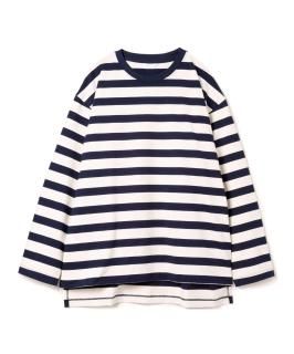 Derabe Border Slit L-S Tee / OFF-WHITE x NAVY