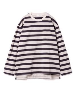 Derabe Border Slit L-S Tee / GRAY x DARK NAVY