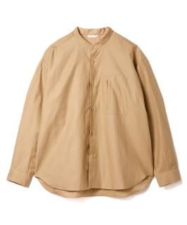Cotton Linen Band Collar Shirt / BEIGE