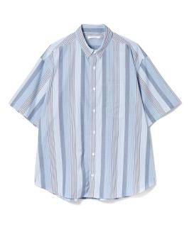 Multi Stripe Oversized Pocket S/S Shirt / LIGHT BLUE