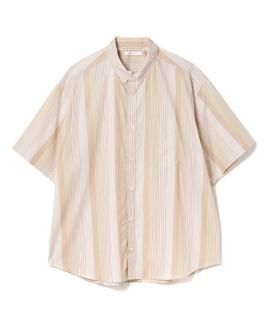 Multi Stripe Oversized Pocket S/S Shirt / LIGHT BEIGE