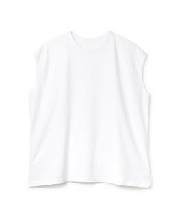 American Cotton Slit Sleeveless Tee / WHITE