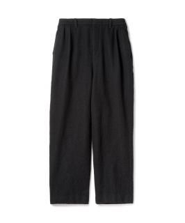 Wool Tuck Pants - Washed / BLACK