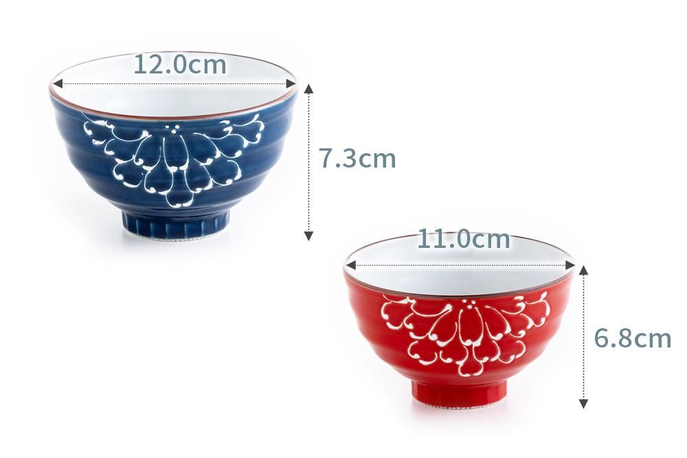 美しいデザインの茶碗 陶器製 手描きの花が美しい器 | 一珍菊 茶碗 | 波佐見焼窯元 山下陶苑