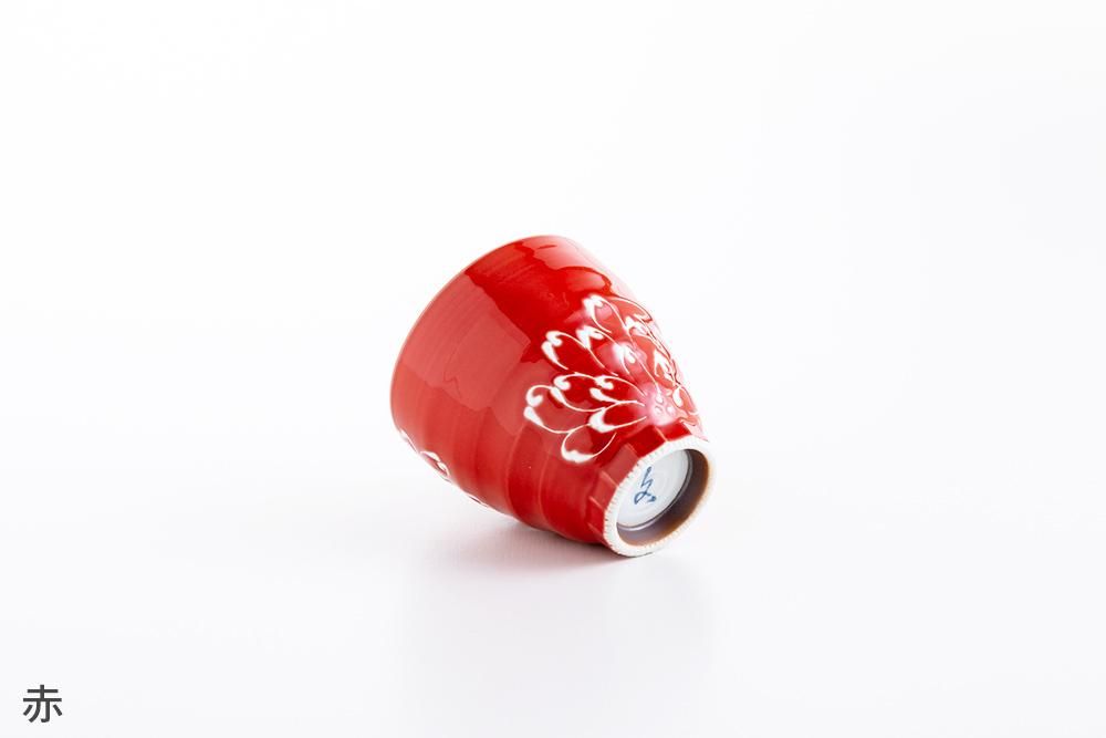 華山窯 蓋付き煮物椀 6客 ダミ 手描き菊型 菊絵 華山窯 蓋付き煮物椀