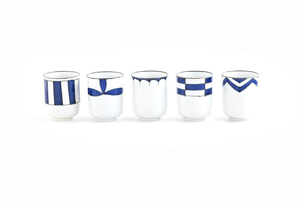 和モダンな手描き | 染めシリーズ 湯呑み | 波佐見焼窯元 山下陶苑