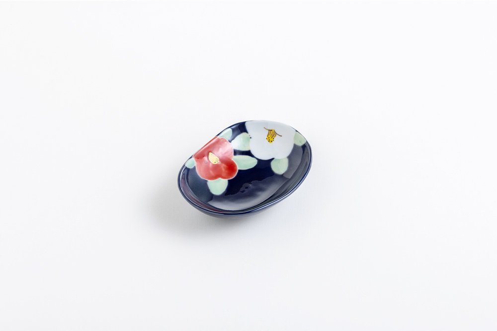 釉彩椿シリーズ 楕円皿 / 小
