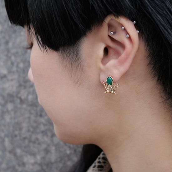 K10 グリーンアゲート ハナムグリFLY ピアス | TORQUATA(トルクアータ