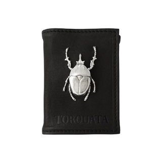 昆虫付き GUIDI カーフ 牛革三つ折り財布 / ブラック