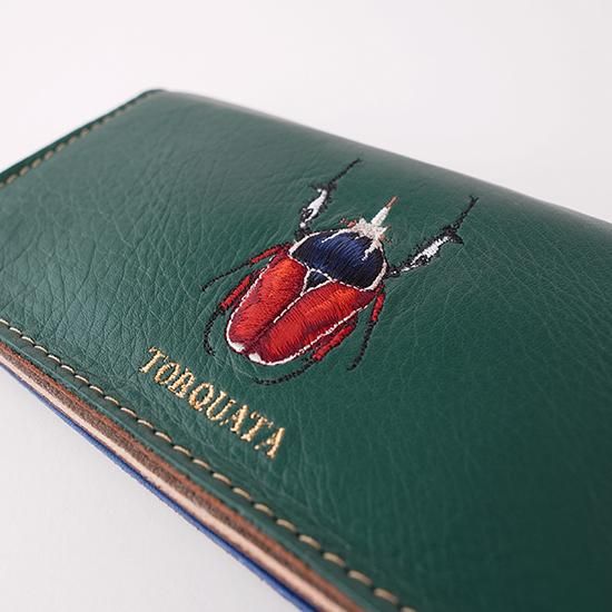 昆虫刺繍 牛革長財布 グリーン | TORQUATA トルクアータ gondoa