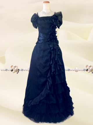 プリンセスROSE♪袖付きロングドレス 6040 黒　ロングドレス