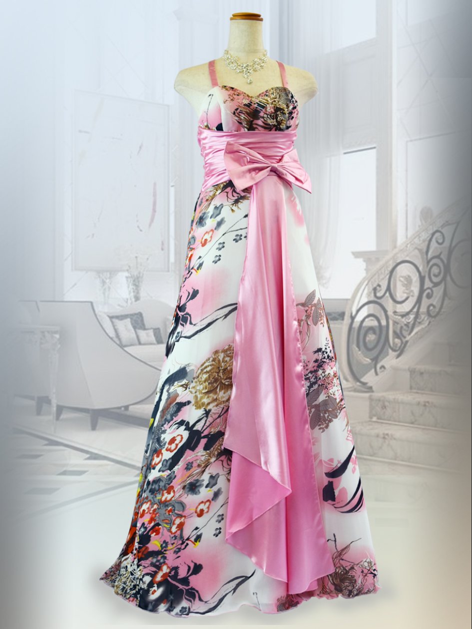 一番の 売り切れ 裾アシメントリー和柄ロングドレス - ドレス - www 