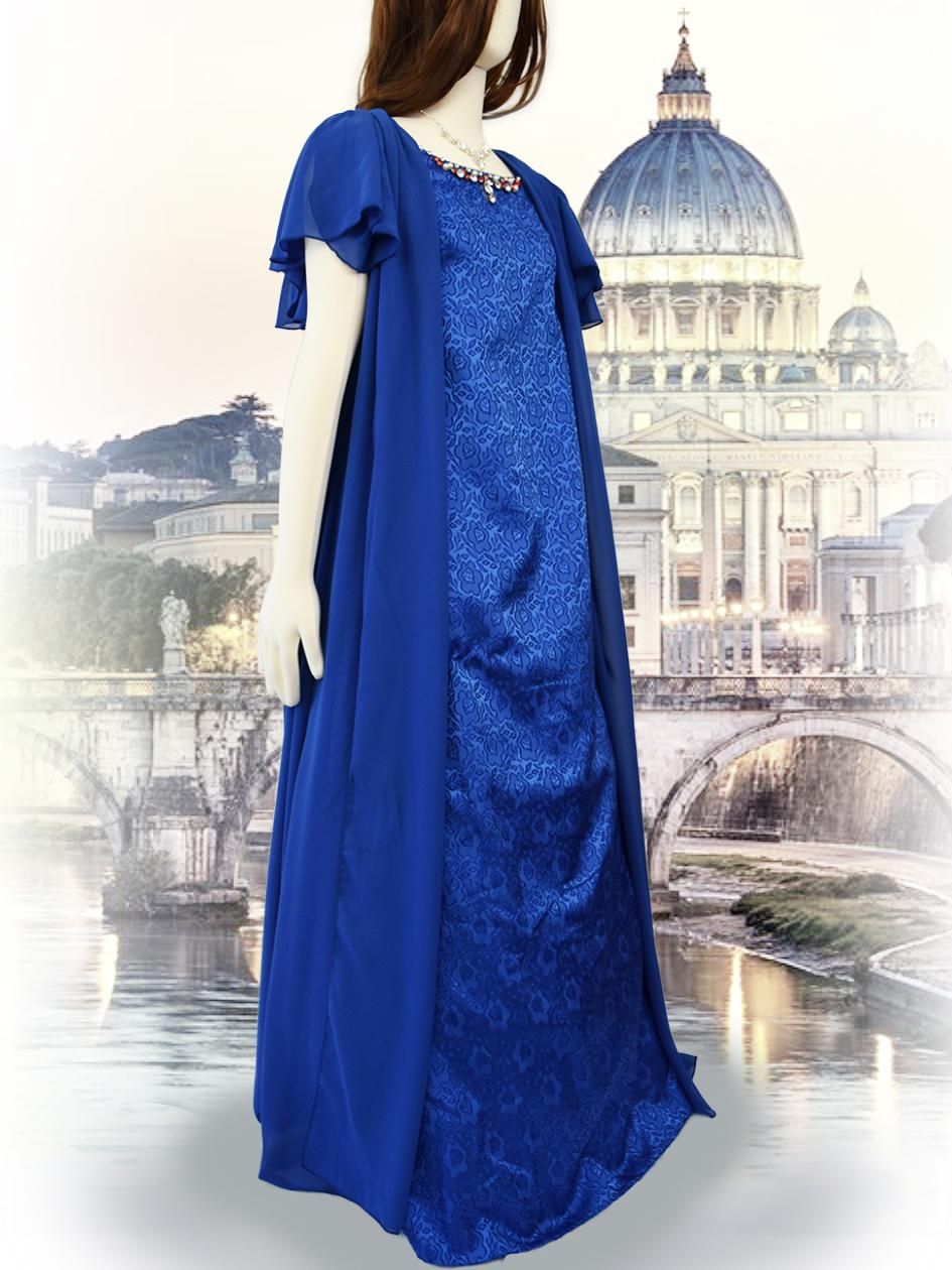 17号 3way ロイヤルブルーロングカーデ付き 袖付きドレス ラミューズドレス 演奏会 17号 3way ロイヤルブルーロングカーデ付き 袖付きドレス ラミューズドレス 演奏会