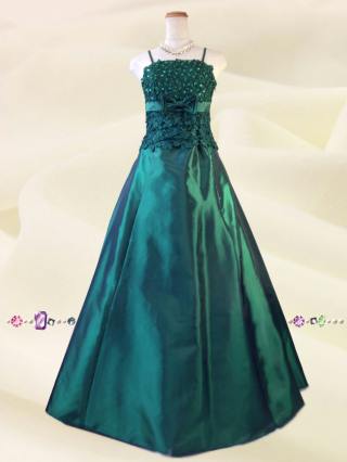 イタリアン･グリーンのロングドレス2675/ 演奏会 ラミューズドレス通販販