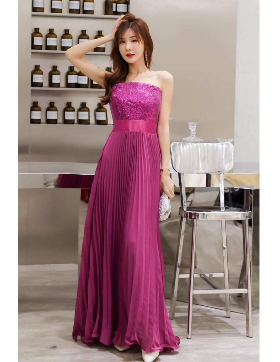 3xl ラメホログラムプリーツロングドレス ピンク 演奏会 伴奏 オーケストラ向け