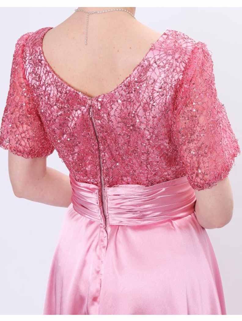 サテンが煌くゴージャスなピンクロングドレス*リサイタル3359 サテンが煌くゴージャスなピンクロングドレス*リサイタル3359