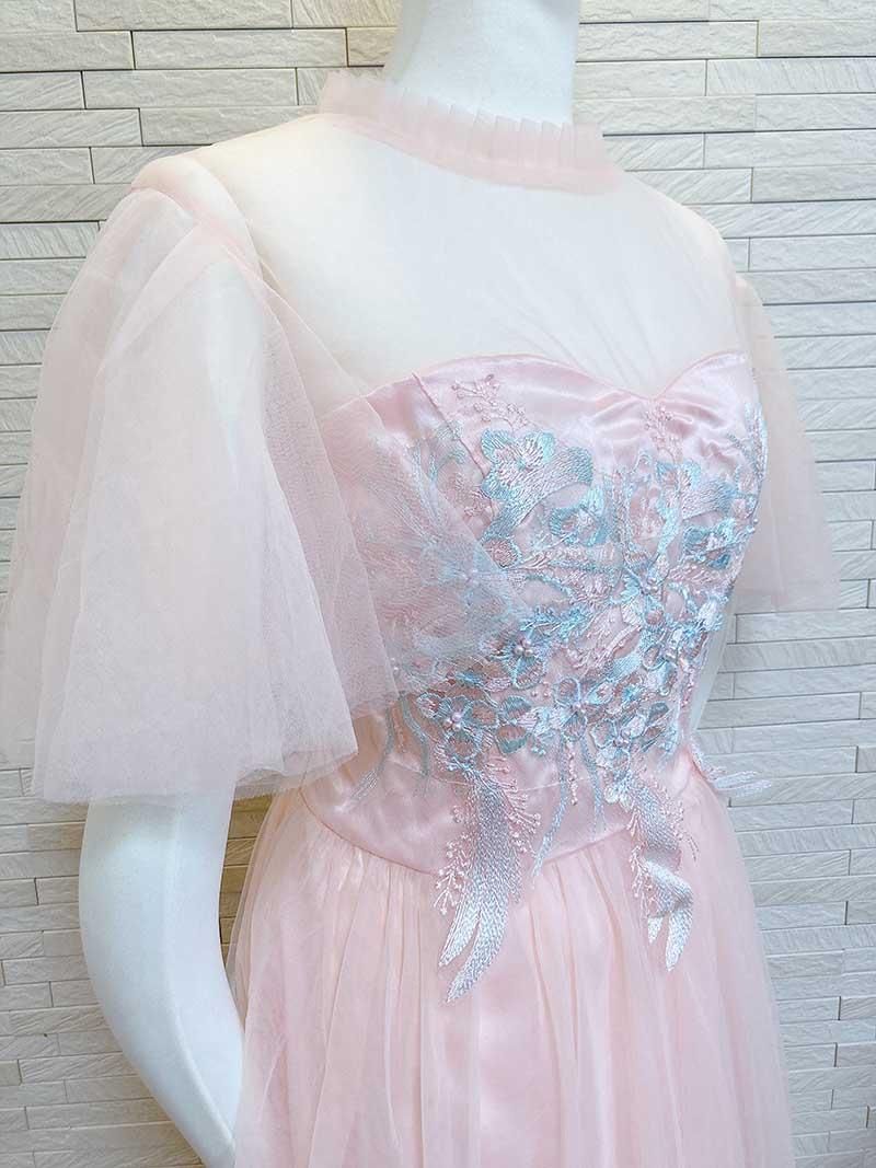 背の低い方に♡フェアリー ピンク/ハイネック半袖ロングドレス♡演奏会