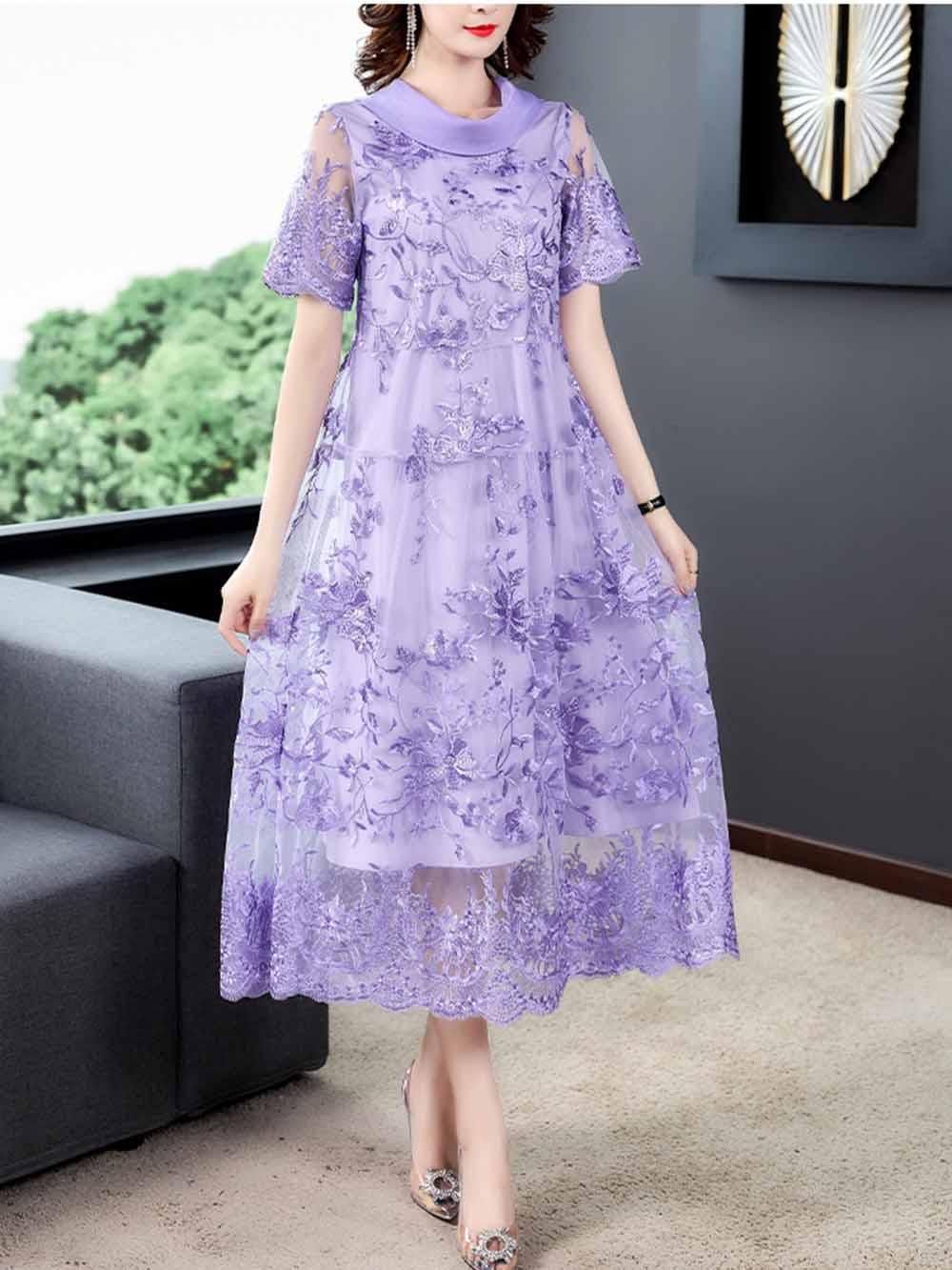 パープル系colorワンピースドレス・振り袖リメイク・粋・渋好み パープル系colorワンピースドレス・振り袖リメイク・粋・渋好み
