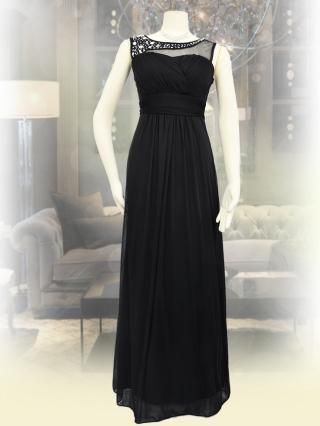 最も完璧な XS-XL】お取り寄せ＊フレンチスリーブ・ブラックロングドレス Suit Formal Dress
