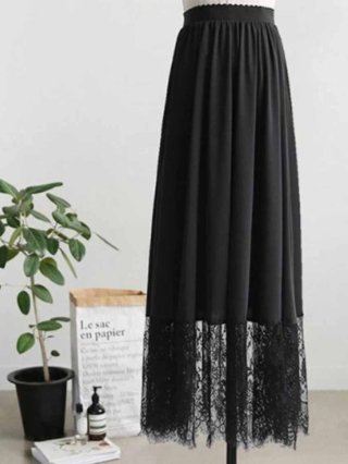 黒ドレスの時に♪ペチコート＊ロングドレス用90ｃｍ丈 レース/ ブラック・黒 / ラミューズドレス通販