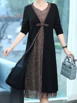 M即納】ブラック*フリル5分袖ロングドレス XS~大きいサイズ M即納】ブラック*フリル5分袖ロングドレス XS~大きいサイズ